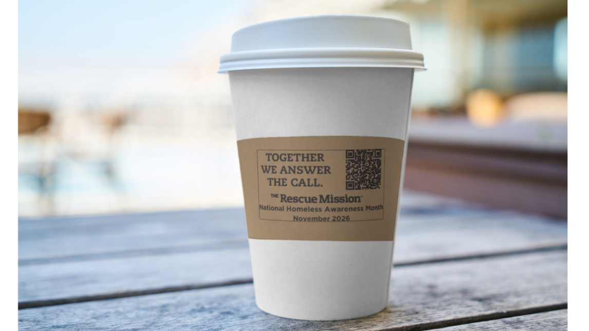 Coffee cup Natl Homeless Awareness Month