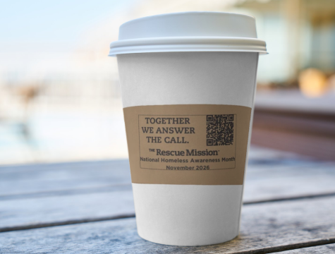 Coffee cup Natl Homeless Awareness Month