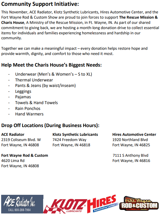 Community Support Donation Drive